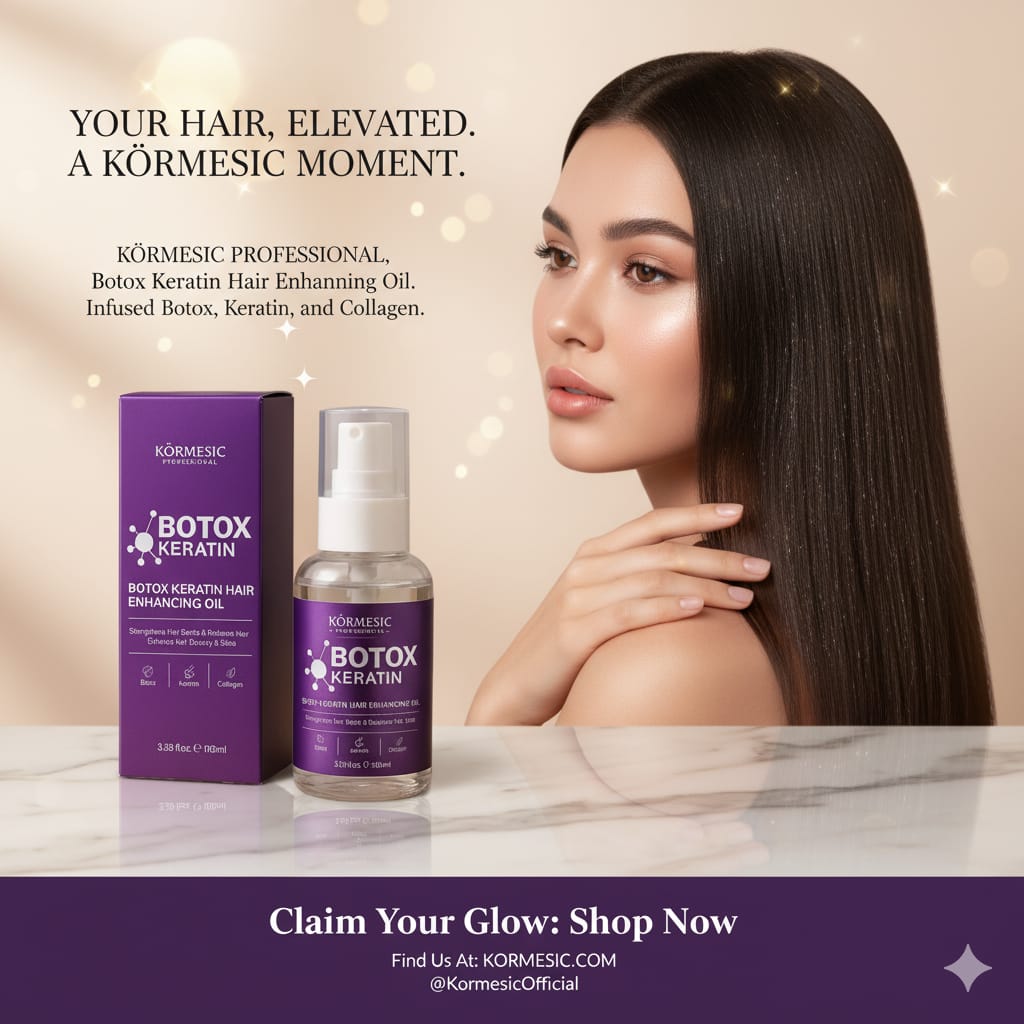 Körmesic Botox Keratin Hair Enhancing Oil with Collagen – Professional Hair Repair & Shine Serum (3.38 fl oz)