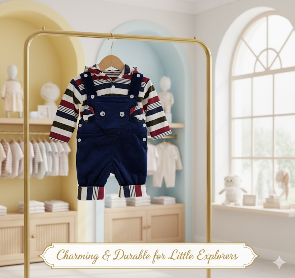 Adorable Baby Boy Corduroy Overall Set – Soft, Stylish & Durable Outfit for Little Explorers