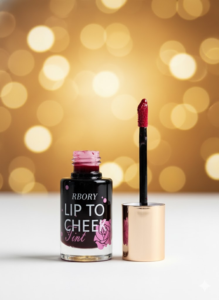 RBORY Lip to Cheek Tint – Carmen | Sparkling Pinkish Red Velvety Stain for Lips & Cheeks