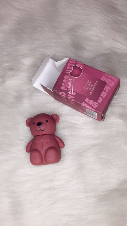 Cute Teddy Bear Lipstick Keychain – Portable Matte Lip Gloss for Women