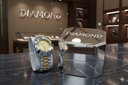 Luxury Diamond Men’s Watch – Two-Tone Gold & Silver Elegant Timepiece