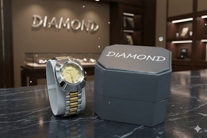 Luxury Diamond Men’s Watch – Two-Tone Gold & Silver Elegant Timepiece