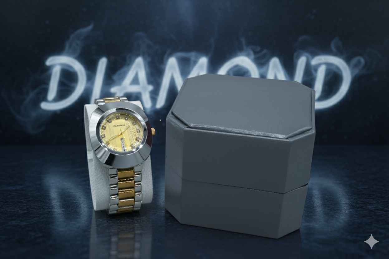 Luxury Diamond Men’s Watch – Two-Tone Gold & Silver Elegant Timepiece