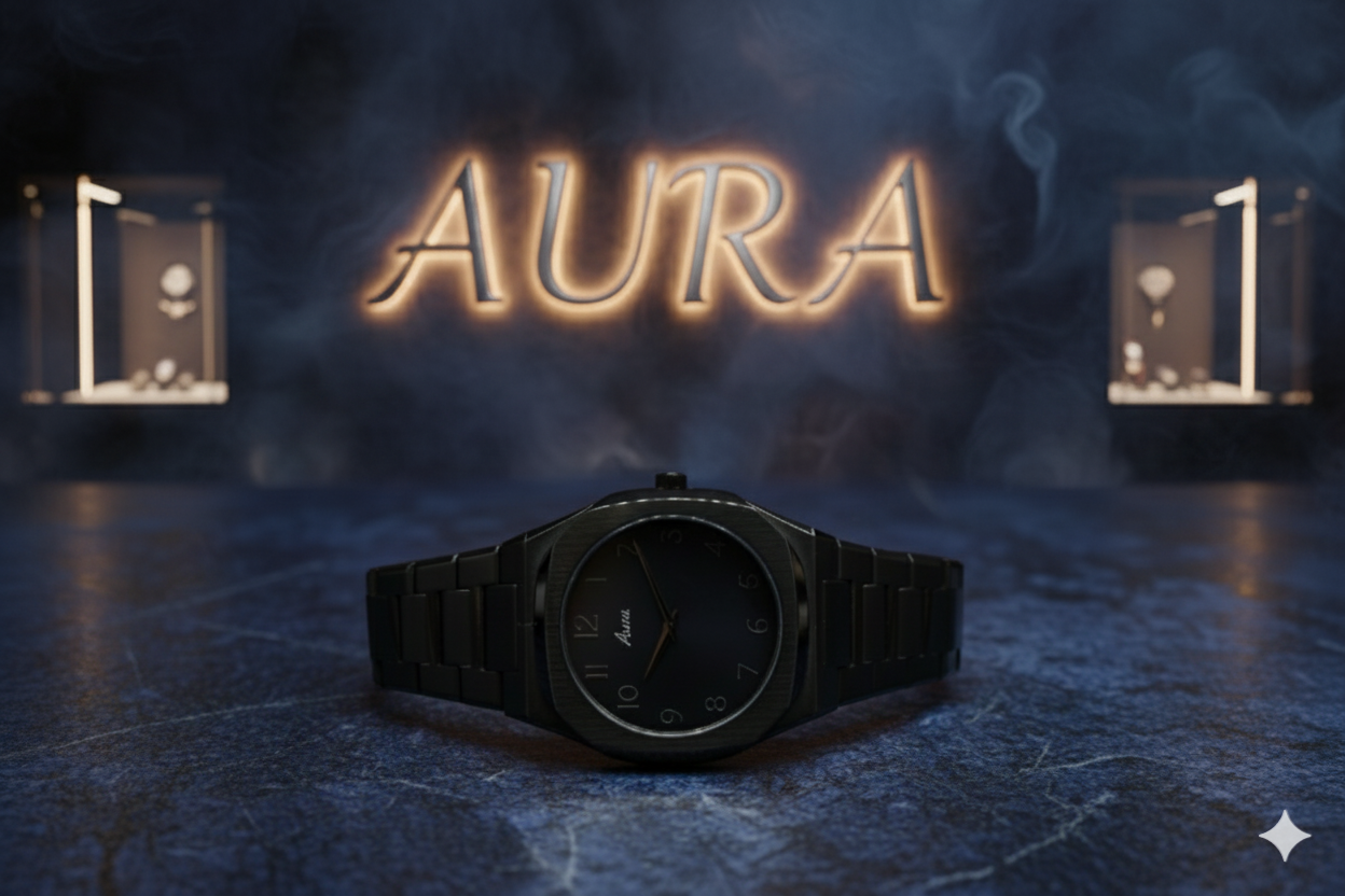 Aura Black Stainless Steel Men's Luxury Watch – Stylish & Durable Timepiece