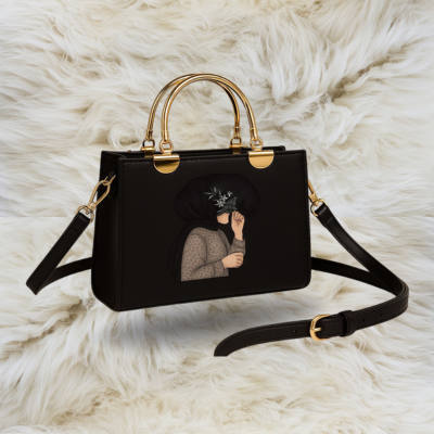 Trendy Hijab Girl Printed Handbag – Stylish Tote Bag with Floral Design