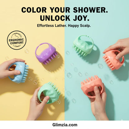 Colorful Silicone Scalp Massager Brush – Ergonomic Handheld Shampoo Brush for Deep Cleaning & Relaxing Head Massage