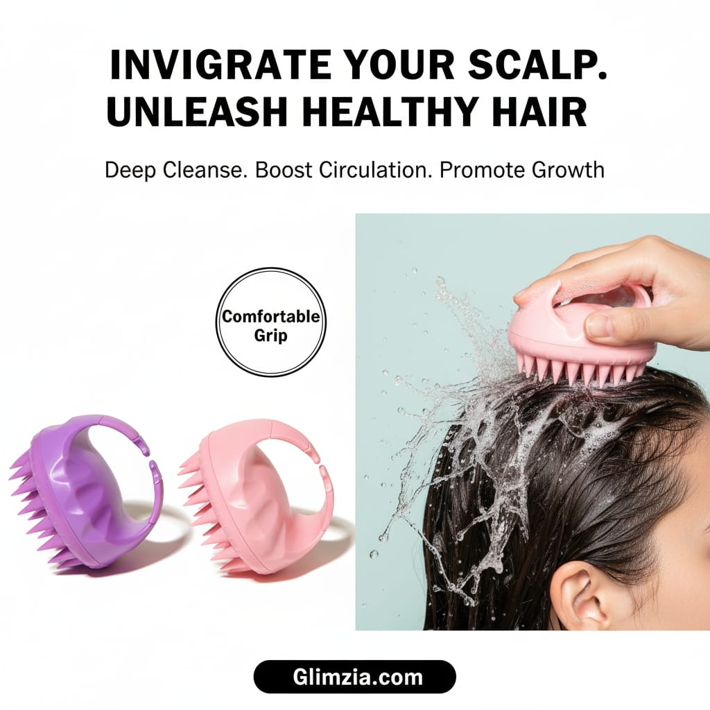 Colorful Silicone Scalp Massager Brush – Ergonomic Handheld Shampoo Brush for Deep Cleaning & Relaxing Head Massage