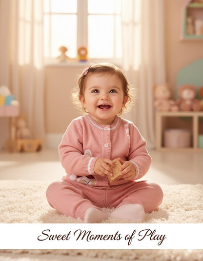 Soft Knit Baby Outfit Set – Bunny Design | Cozy Pink Sweater & Pants for Newborns & Toddlers