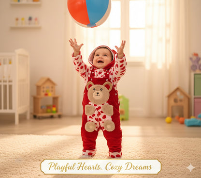 Adorable Baby Bear Winter Romper – Soft Fleece Hooded Jumpsuit for Newborns & Infants | Hafiz Garments
