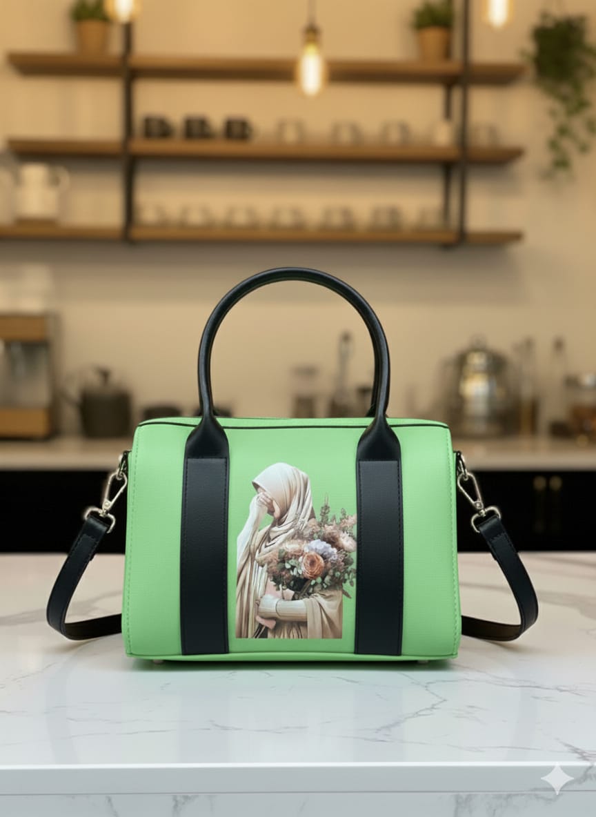 Elegant Floral Lady Handbag – Stylish Leather Purse with Printed Art Design