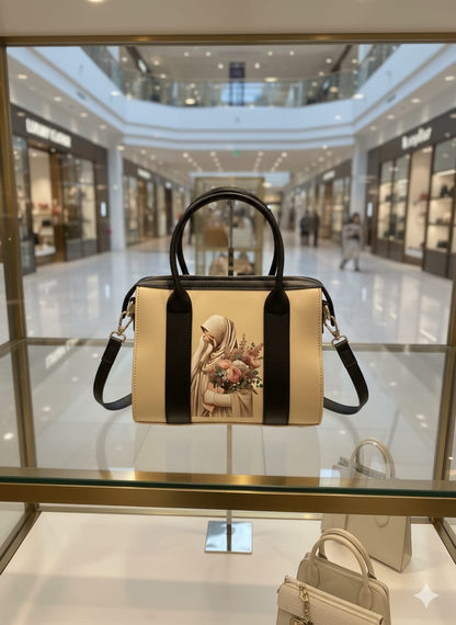 Elegant Floral Lady Handbag – Stylish Leather Purse with Printed Art Design