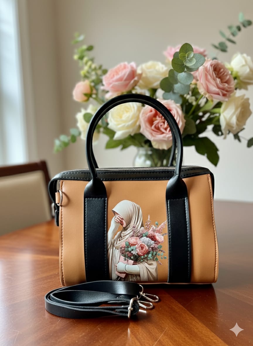 Elegant Floral Lady Handbag – Stylish Leather Purse with Printed Art Design