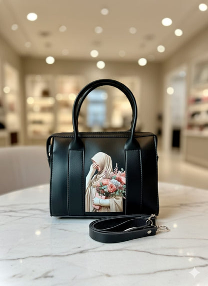 Elegant Floral Lady Handbag – Stylish Leather Purse with Printed Art Design