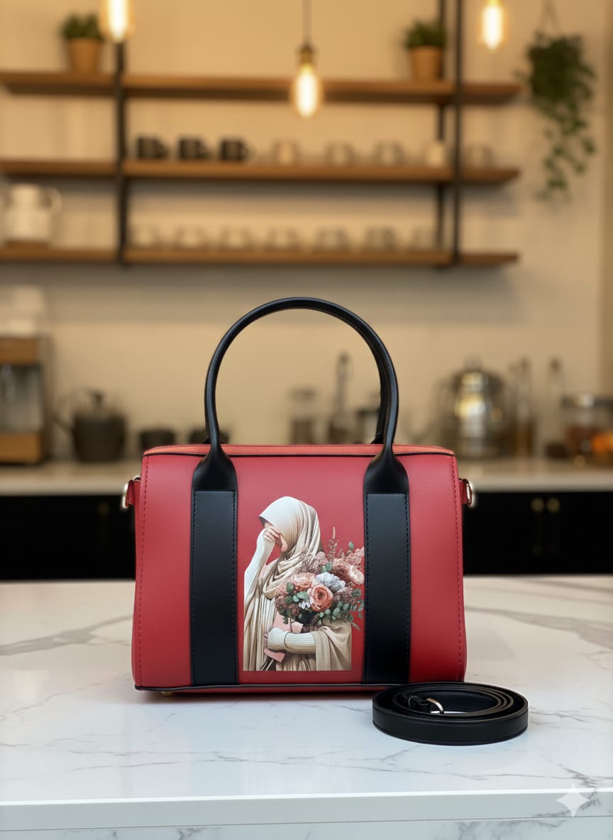 Elegant Floral Lady Handbag – Stylish Leather Purse with Printed Art Design