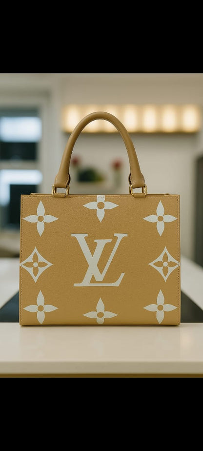 Luxury Louis Vuitton OnTheGo MM Tote Bag – Monogram Giant Canvas, Brown & Beige