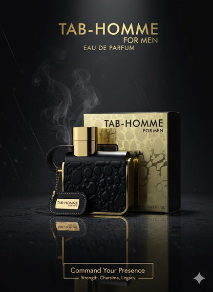 TAB-HOMME For Men Eau de Parfum – Long Lasting Luxury Fragrance | Bold, Masculine Scent with Notes of Strength, Charisma & Legacy | 100ml