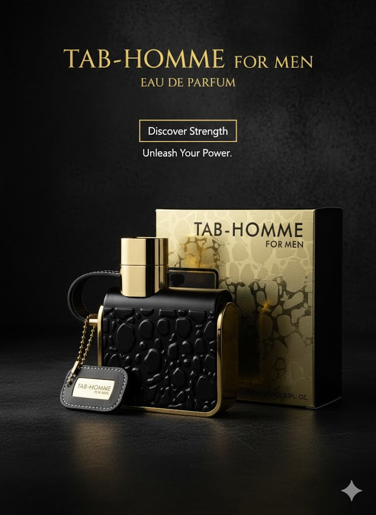 TAB-HOMME For Men Eau de Parfum – Long Lasting Luxury Fragrance | Bold, Masculine Scent with Notes of Strength, Charisma & Legacy | 100ml