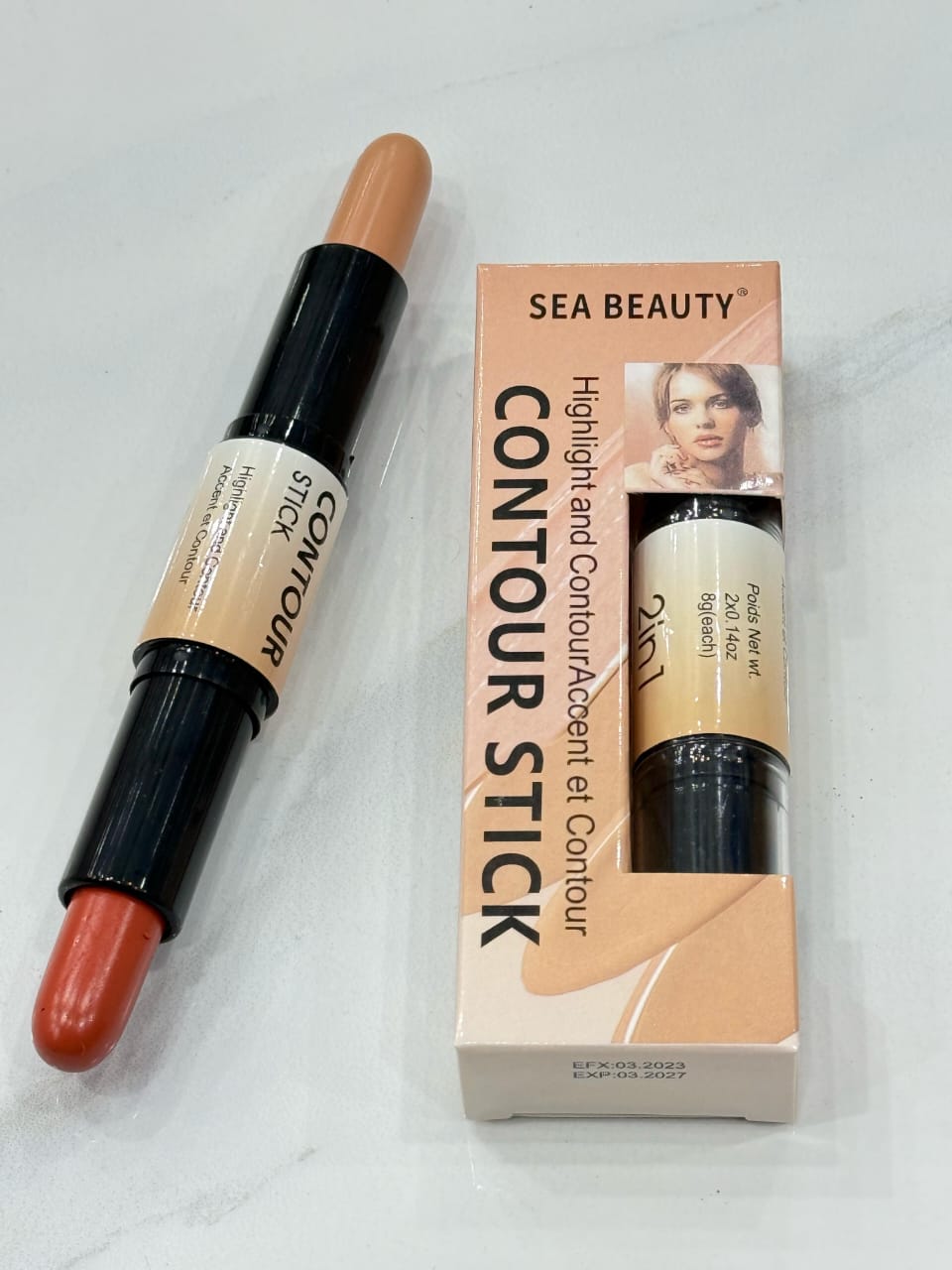 Sea Beauty 2-in-1 Highlight and Contour Stick – Dual-Ended Cream Contour & Highlighter for Perfect Face Definition