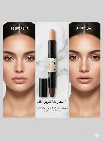 Sea Beauty 2-in-1 Highlight and Contour Stick – Dual-Ended Cream Contour & Highlighter for Perfect Face Definition
