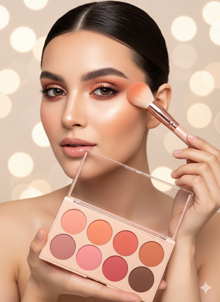 8-Color Blush & Contour Palette – Matte & Shimmer Shades for Natural and Glam Looks