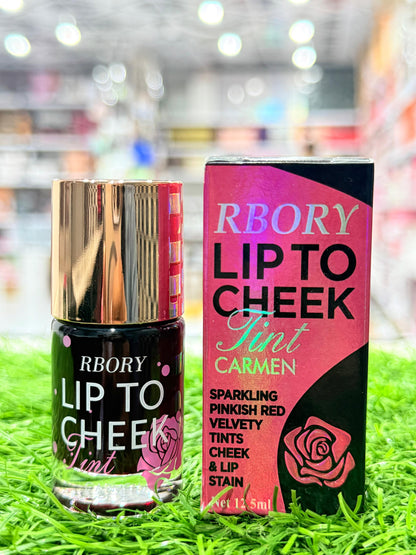 RBORY Lip to Cheek Tint – Carmen | Sparkling Pinkish Red Velvety Stain for Lips & Cheeks