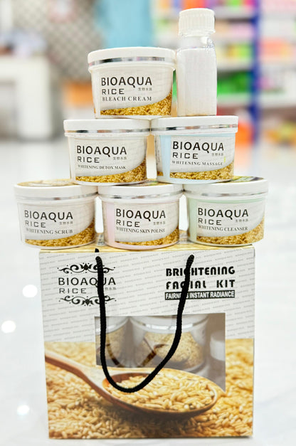 BIOAQUA Rice Brightening & Whitening Skincare Set – Face Cream, Detox Mask, Bleach Cream & Whitening Massage