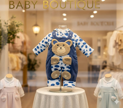 Adorable Baby Bear Winter Romper – Soft Fleece Hooded Jumpsuit for Newborns & Infants