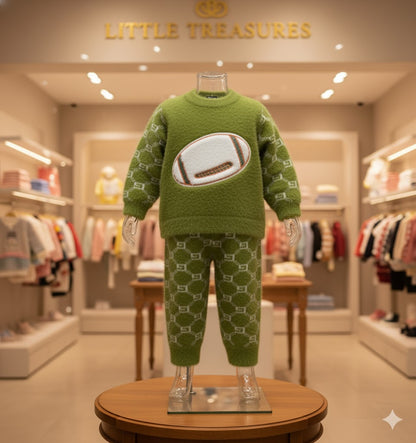 Glimzia Baby Knitwear Set – Cozy Football-Themed Sweaters & Pants for Little Adventurers