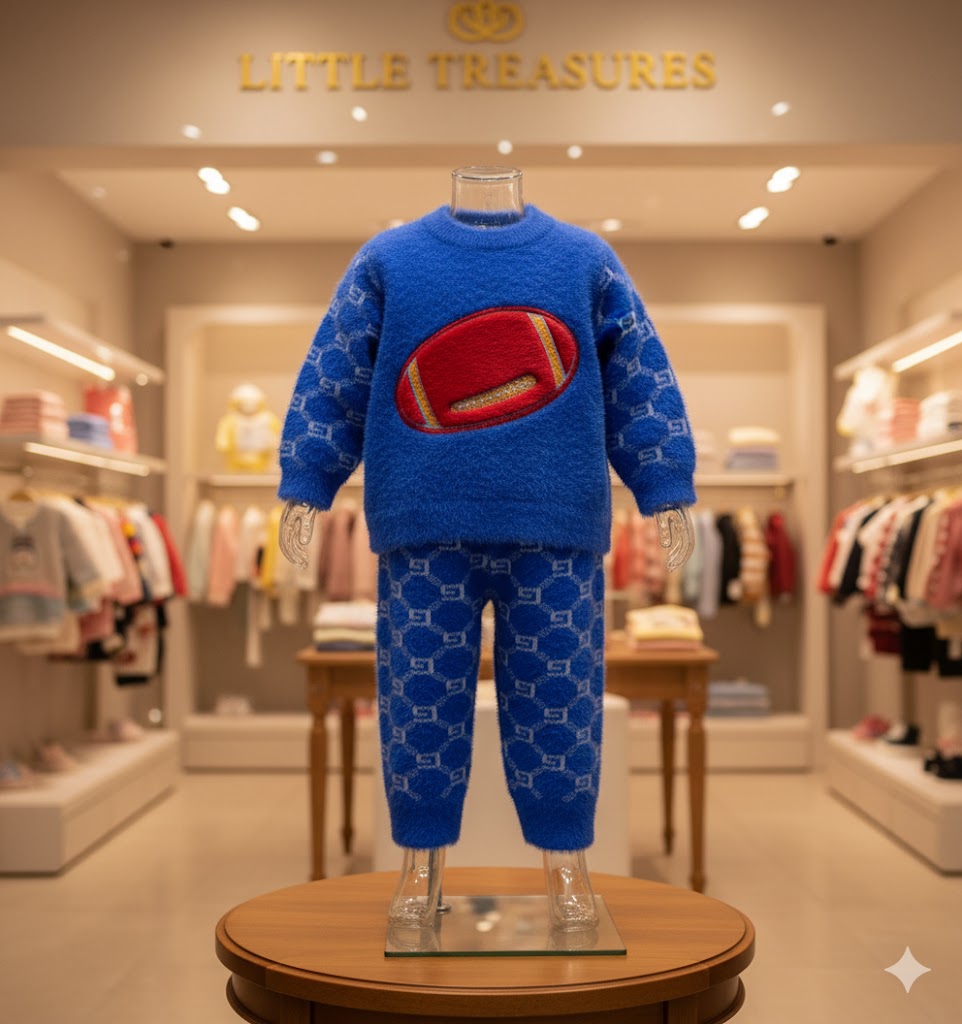 Glimzia Baby Knitwear Set – Cozy Football-Themed Sweaters & Pants for Little Adventurers