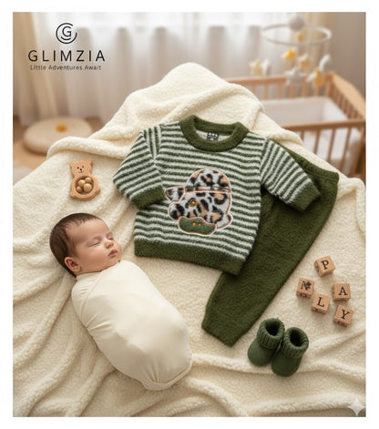 Little Adventures Fuzzy Baby Outfit Set – Striped Sweater & Pants (3 Colors)