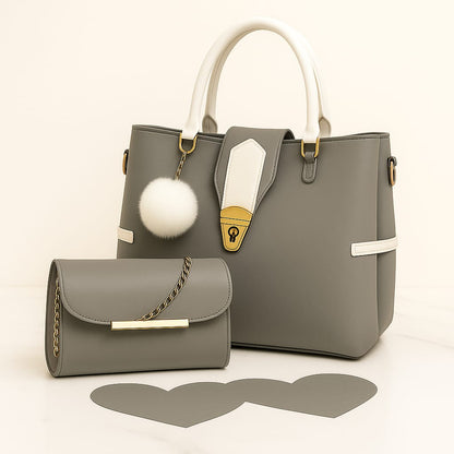 Luxury PU Leather Tote Bag for Women with Mini Shoulder Clutch – Stylish & Durable