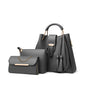 Premium 3-Piece Black Handbag Set for Women | Shoulder Bag, Tote & Clutch with Elegant Gold Chain Detailing