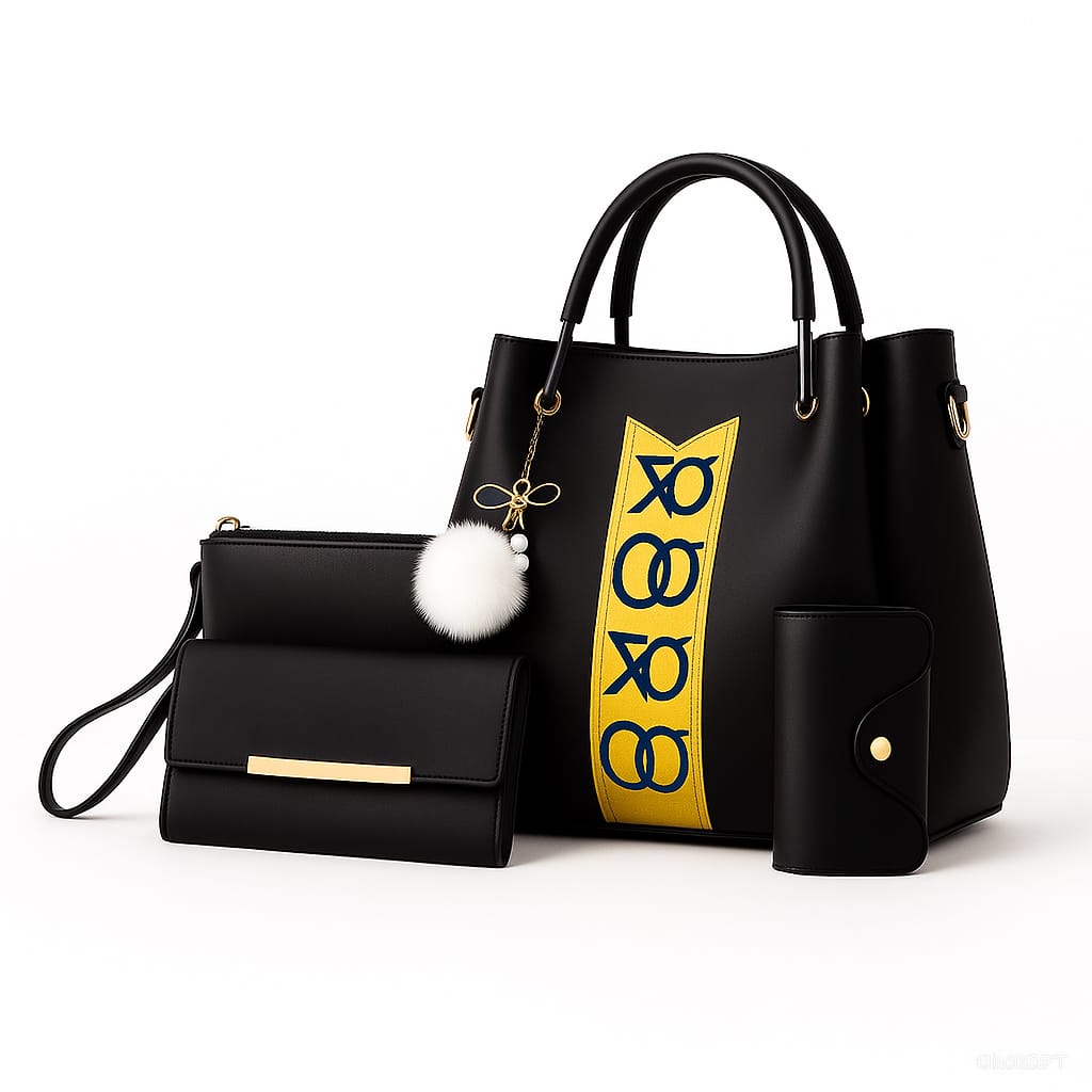 Elegant 4-Piece Pink Handbag Set for Women – Stylish Tote, Shoulder Bag, Wallet & Card Holder