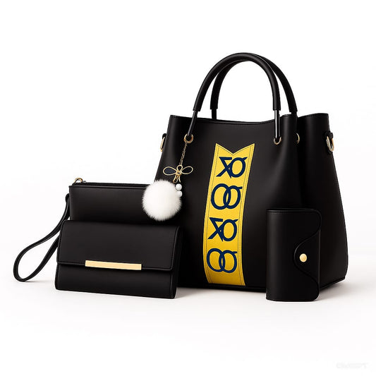 Elegant 4-Piece Pink Handbag Set for Women – Stylish Tote, Shoulder Bag, Wallet & Card Holder