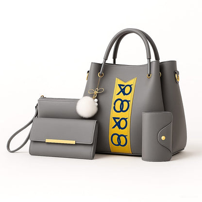 Elegant 4-Piece Pink Handbag Set for Women – Stylish Tote, Shoulder Bag, Wallet & Card Holder