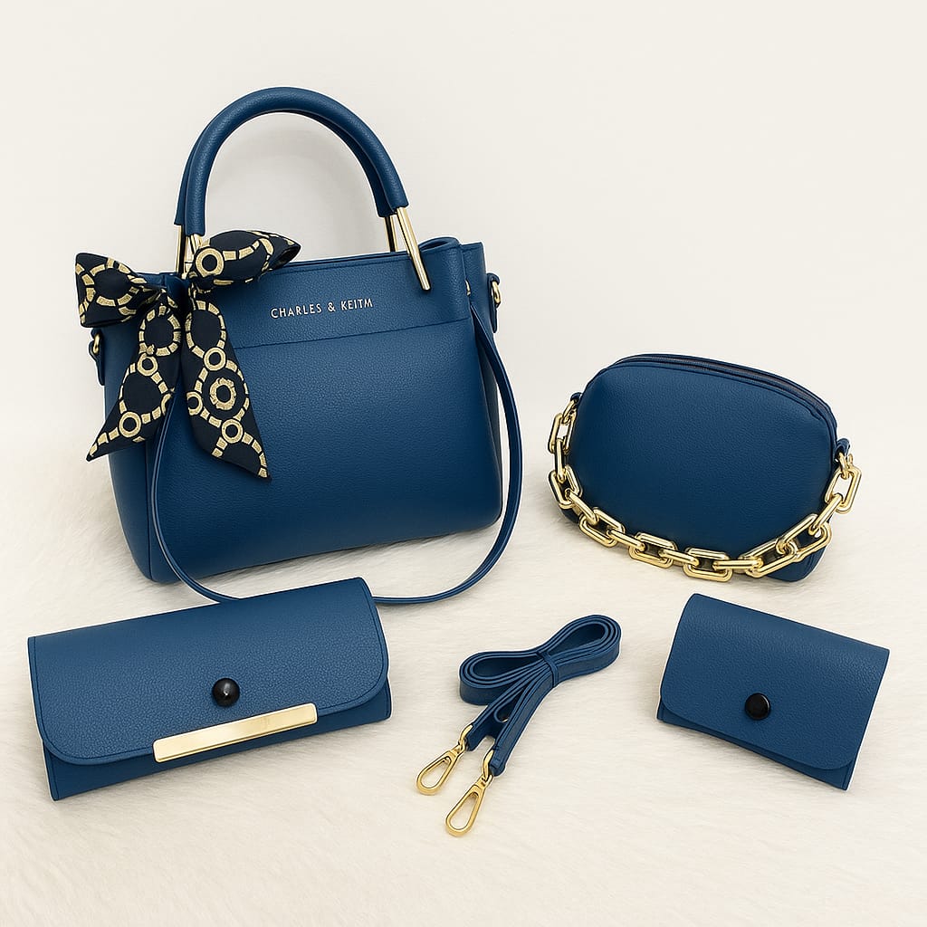 Elegant 4-in-1 Maroon Handbag Set for Women | Stylish Shoulder Bag, Crossbody, Clutch & Wallet | Premium Gift Set