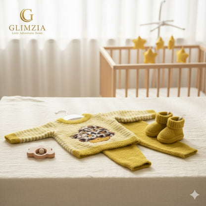 Little Adventures Fuzzy Baby Outfit Set – Striped Sweater & Pants (3 Colors)