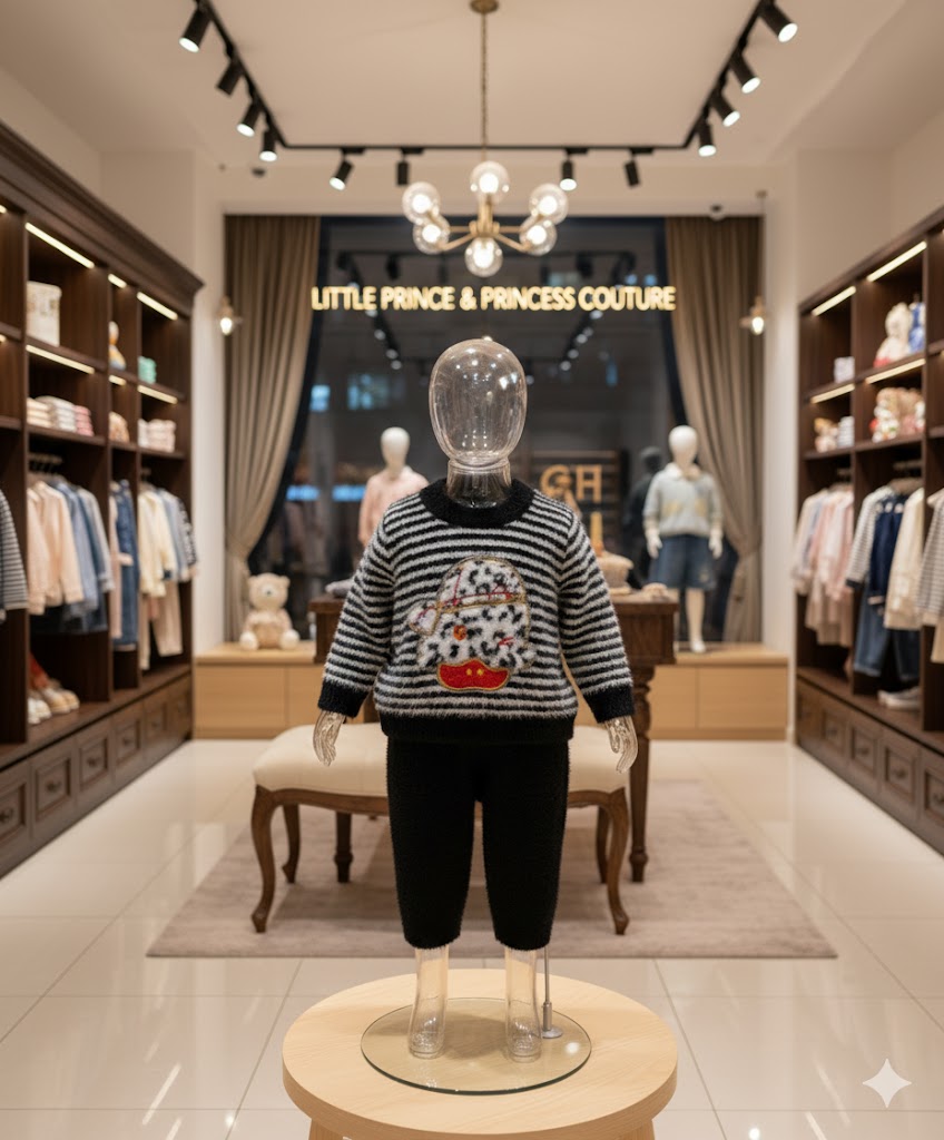 Little Adventures Fuzzy Baby Outfit Set – Striped Sweater & Pants (3 Colors)